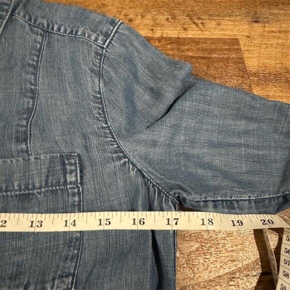 J. Jill XS Blue Chambray Button Down Tunic Blouse Lagenlook Minimalist Tencel - Picture 5 of 7
